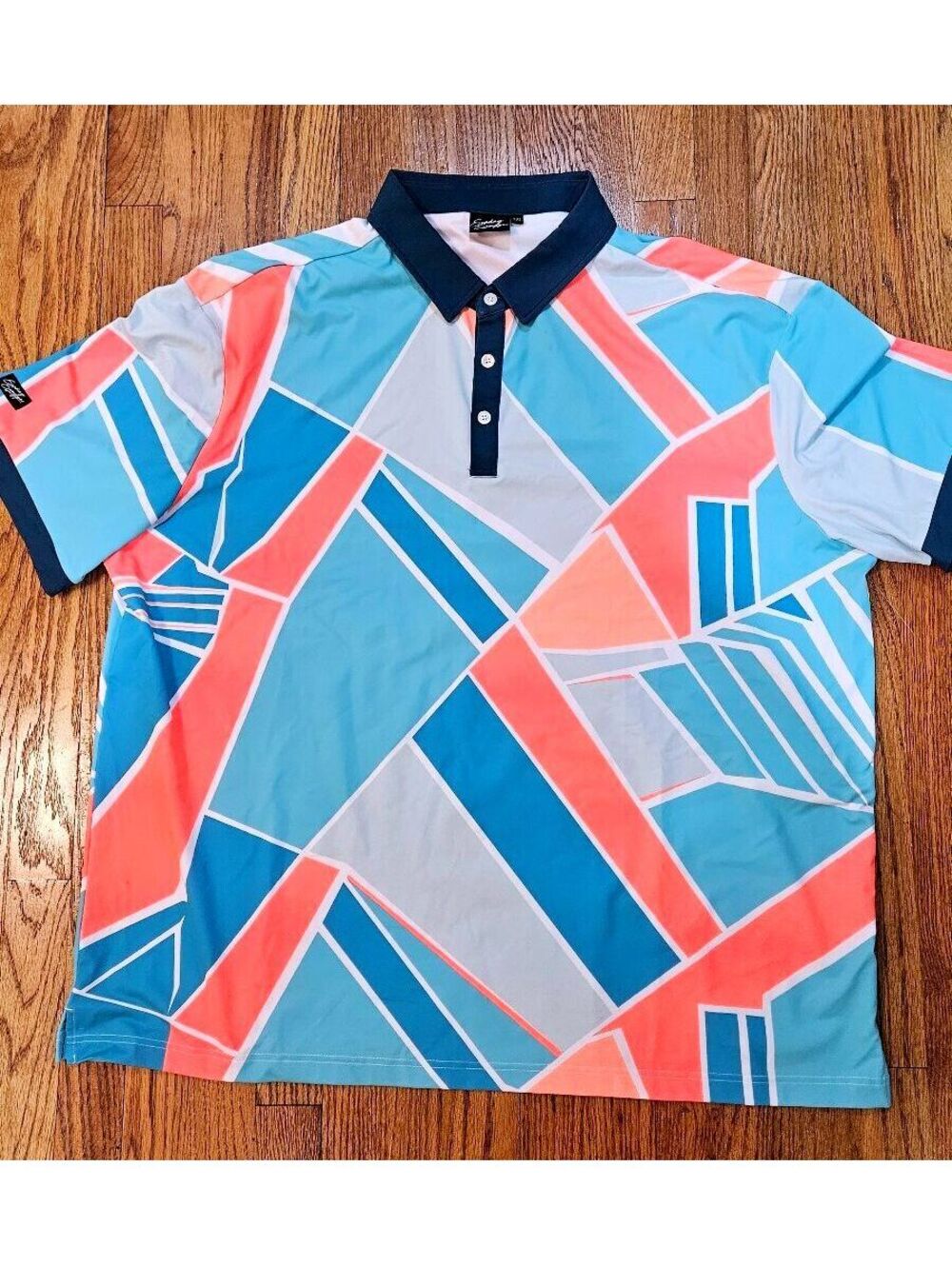 Sunday Swagger Geometric Print Polo Shirt 3XL